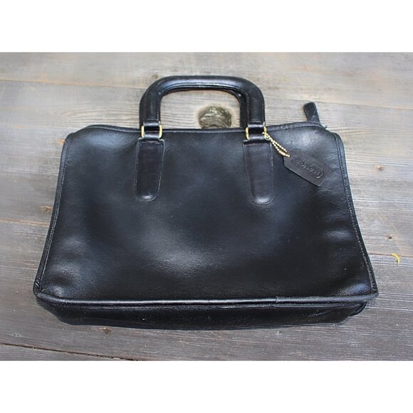 Coach Vintage - 1970s Slim Satchel 9430 Handbag in Black, NYC Factory, Talon ZIp - Picture 11 of 15